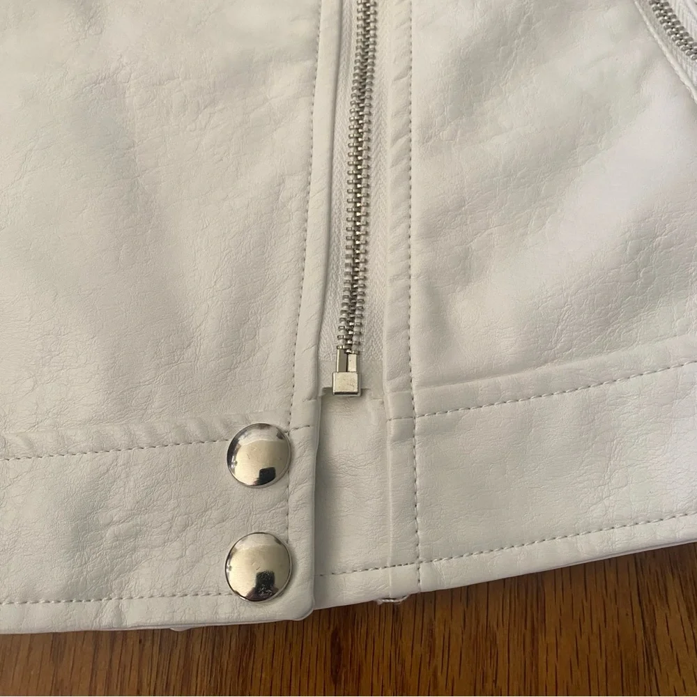 Lola + The Boys White Vegan Rainbow Leather Kids Jacket